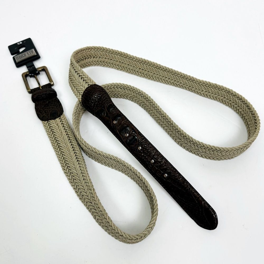 NWT Marco LTD Men's Nautical Woven Cotton Braided Leather Belt 58